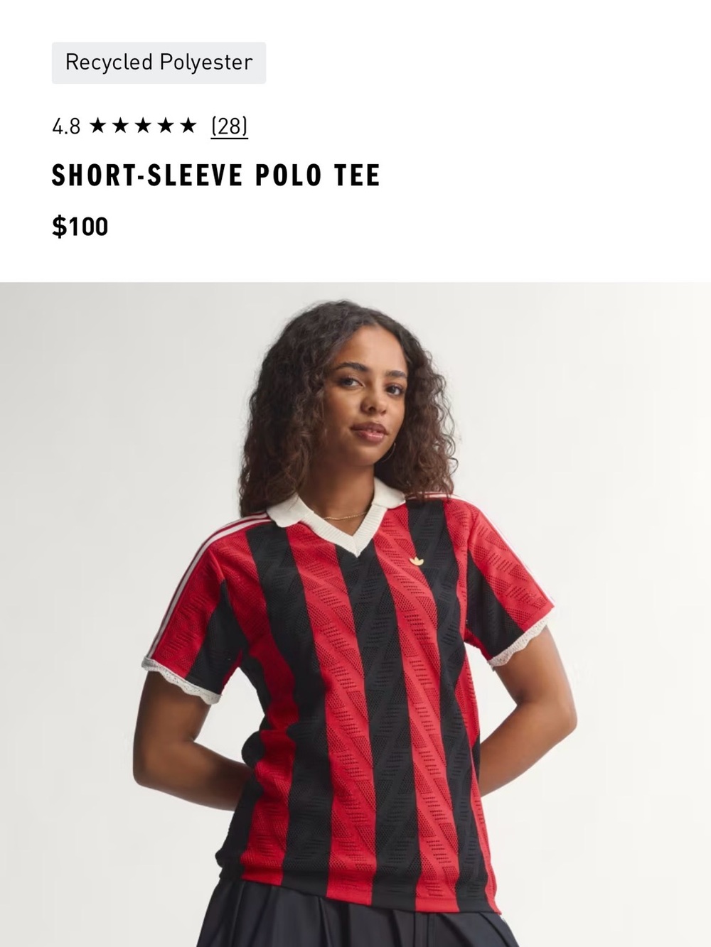 Adidas Red Black White Short-Sleeve Polo Tee Jersey